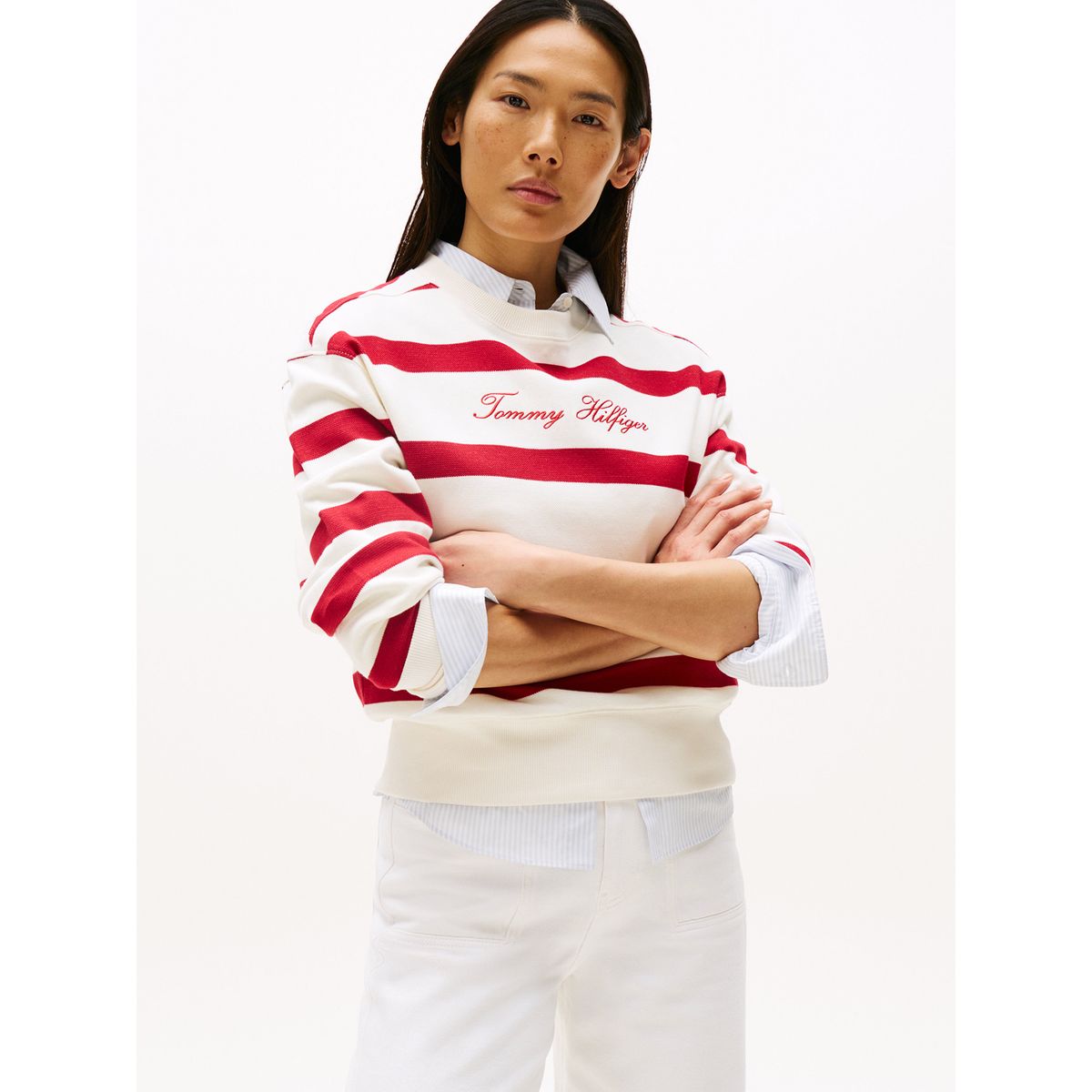 TOMMY HILFIGER - Polerón Con Logo Script Bordado Multicolor Tommy Hilfiger