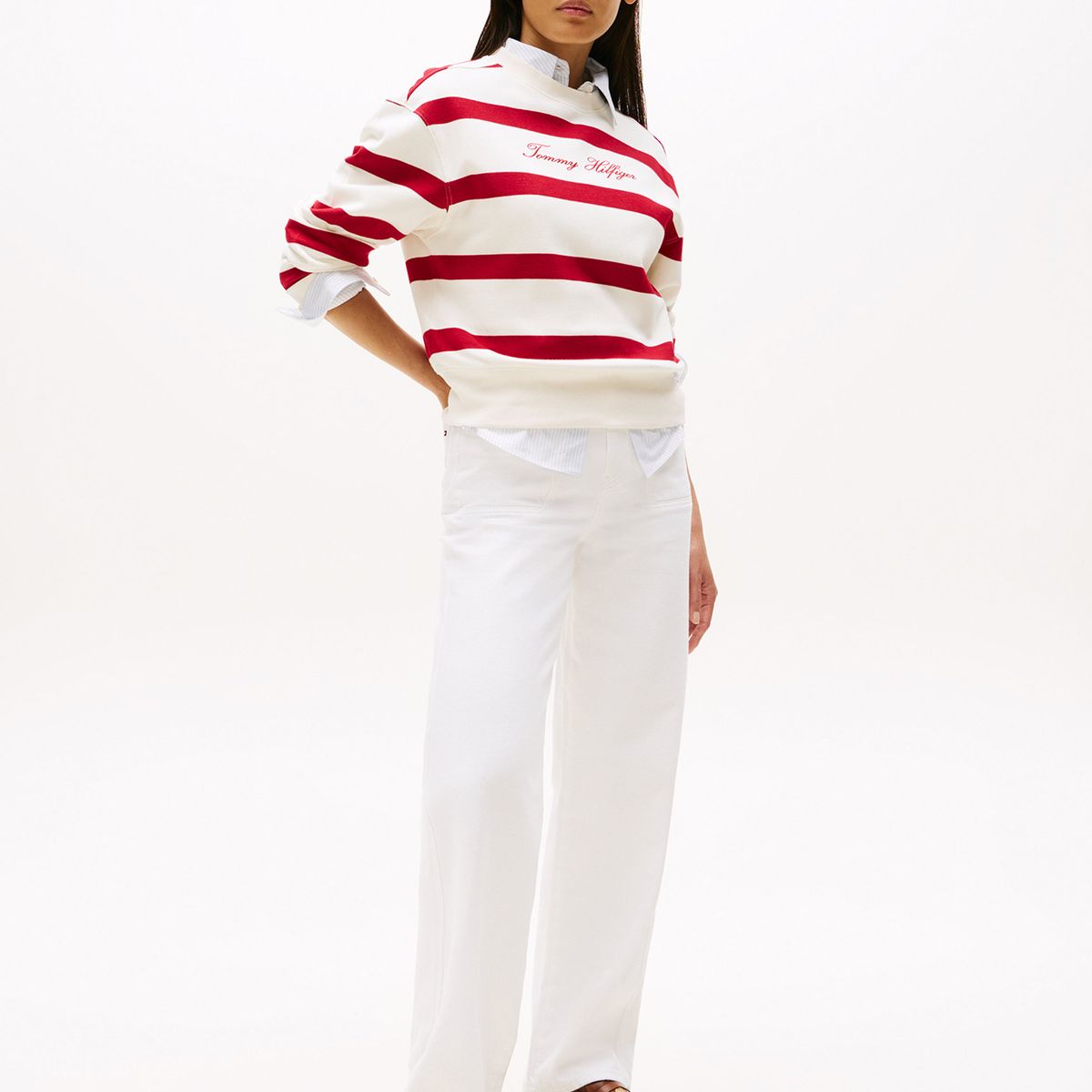 TOMMY HILFIGER - Polerón Con Logo Script Bordado Multicolor Tommy Hilfiger