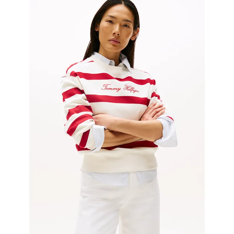 TOMMY HILFIGER - Polerón Con Logo Script Bordado Multicolor Tommy Hilfiger