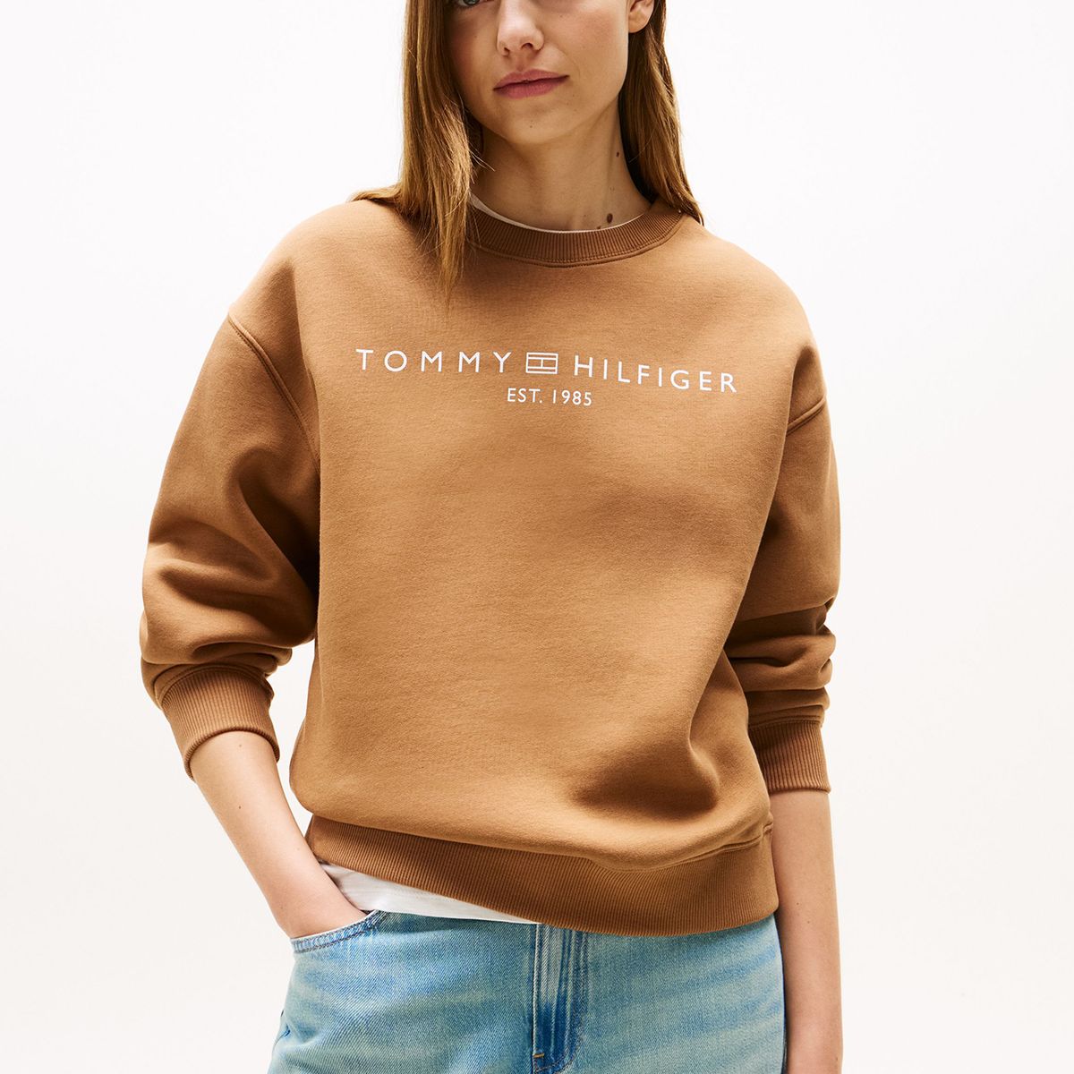 TOMMY HILFIGER - Polerón Modern Con Logo Café Tommy Hilfiger