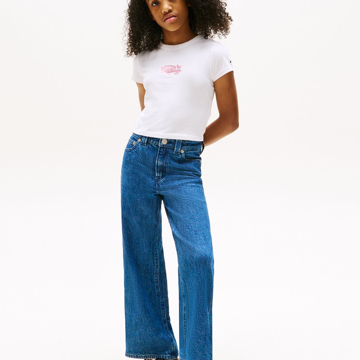 TOMMY HILFIGER - Polera Con Logo Metalizado Blanco Tommy Hilfiger