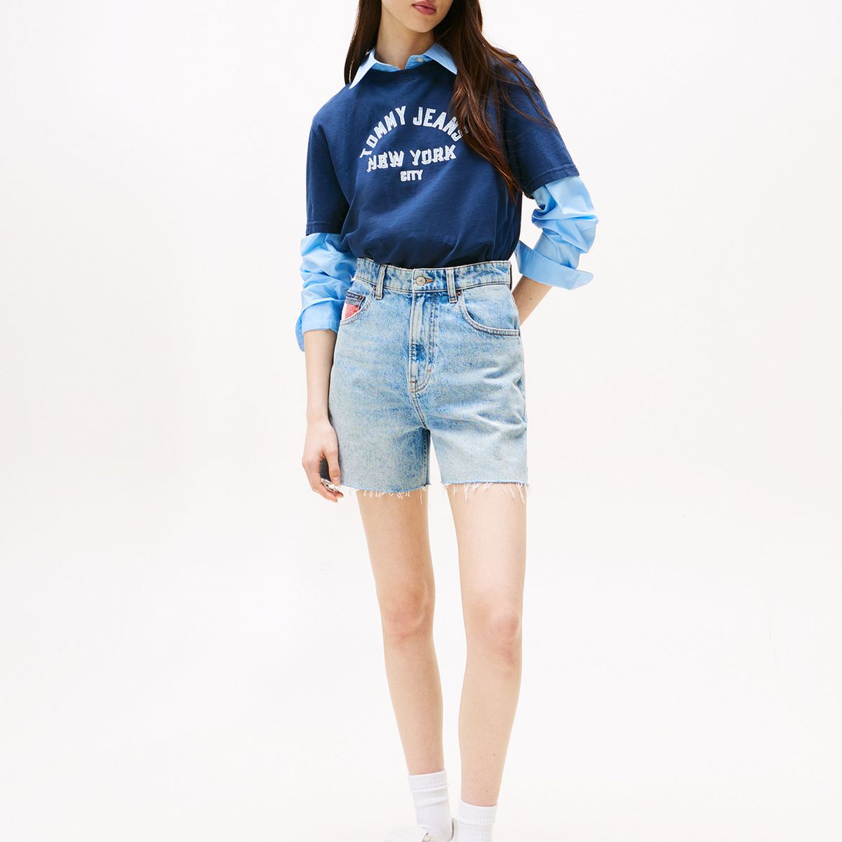 TOMMY HILFIGER - Polera Varsity Relaxed Fit Azul Tommy Jeans