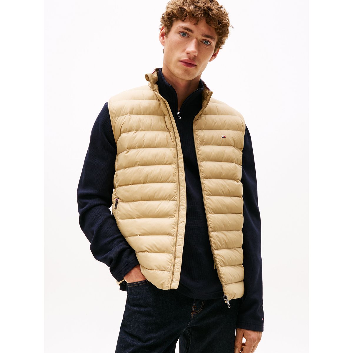 TOMMY HILFIGER - Parka Vest Plegable Repelente Al Agua Beige Tommy Hilfiger