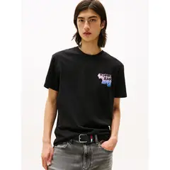 TOMMY HILFIGER - Polera Stack Con Logo Gráfico Negro Tommy Jeans