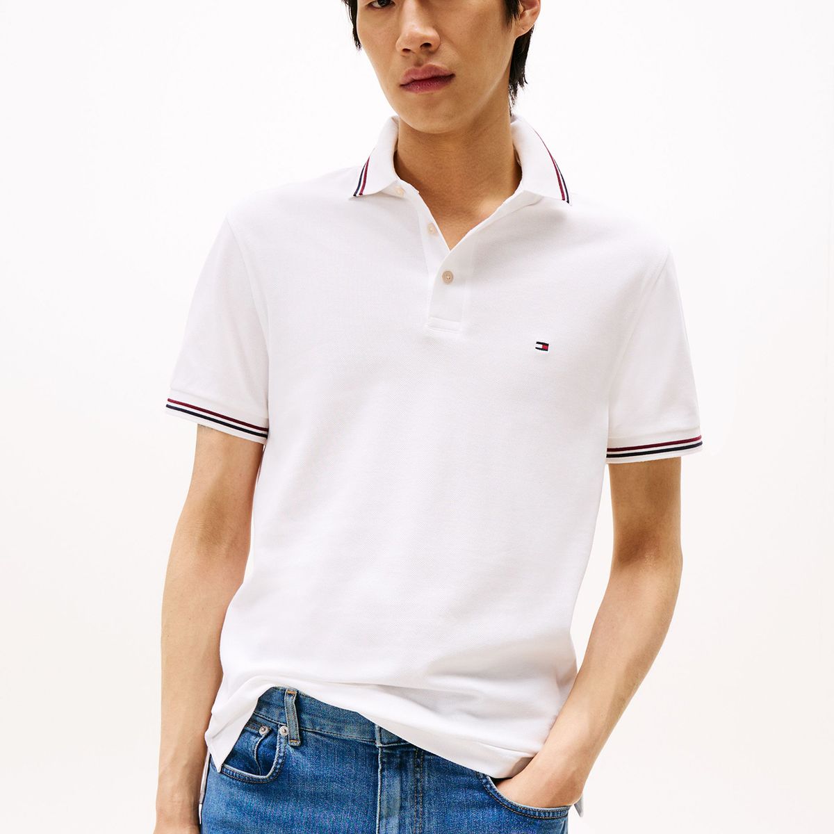 TOMMY HILFIGER - Polo Con Ribetes Tipped Slim Fit Blanco Tommy Hilfiger