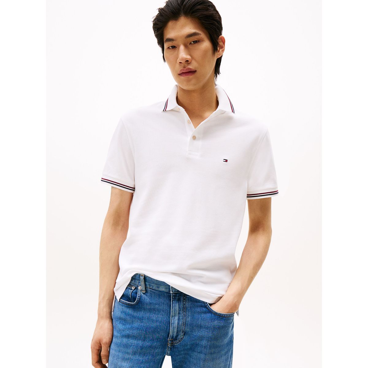 TOMMY HILFIGER - Polo Con Ribetes Tipped Slim Fit Blanco Tommy Hilfiger