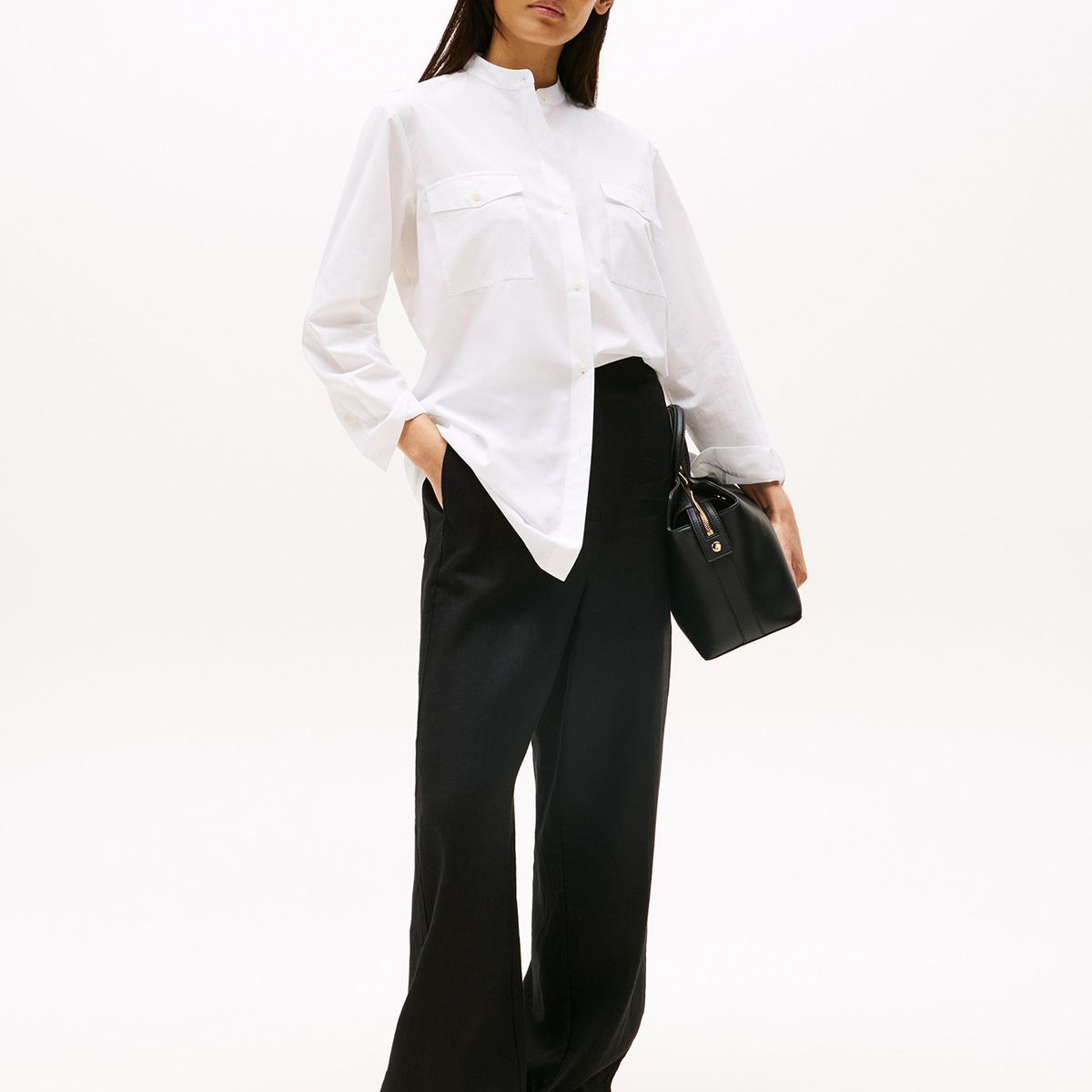 TOMMY HILFIGER - Pantalón Tailored En Mezcla De Lino Negro Tommy Hilfiger