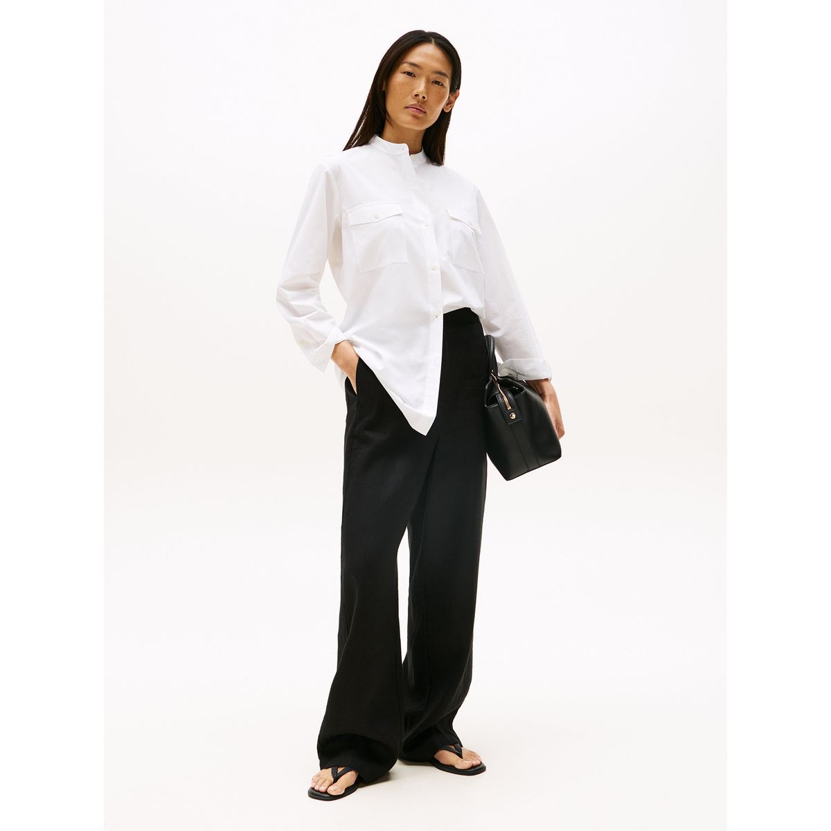 TOMMY HILFIGER - Pantalón Tailored En Mezcla De Lino Negro Tommy Hilfiger