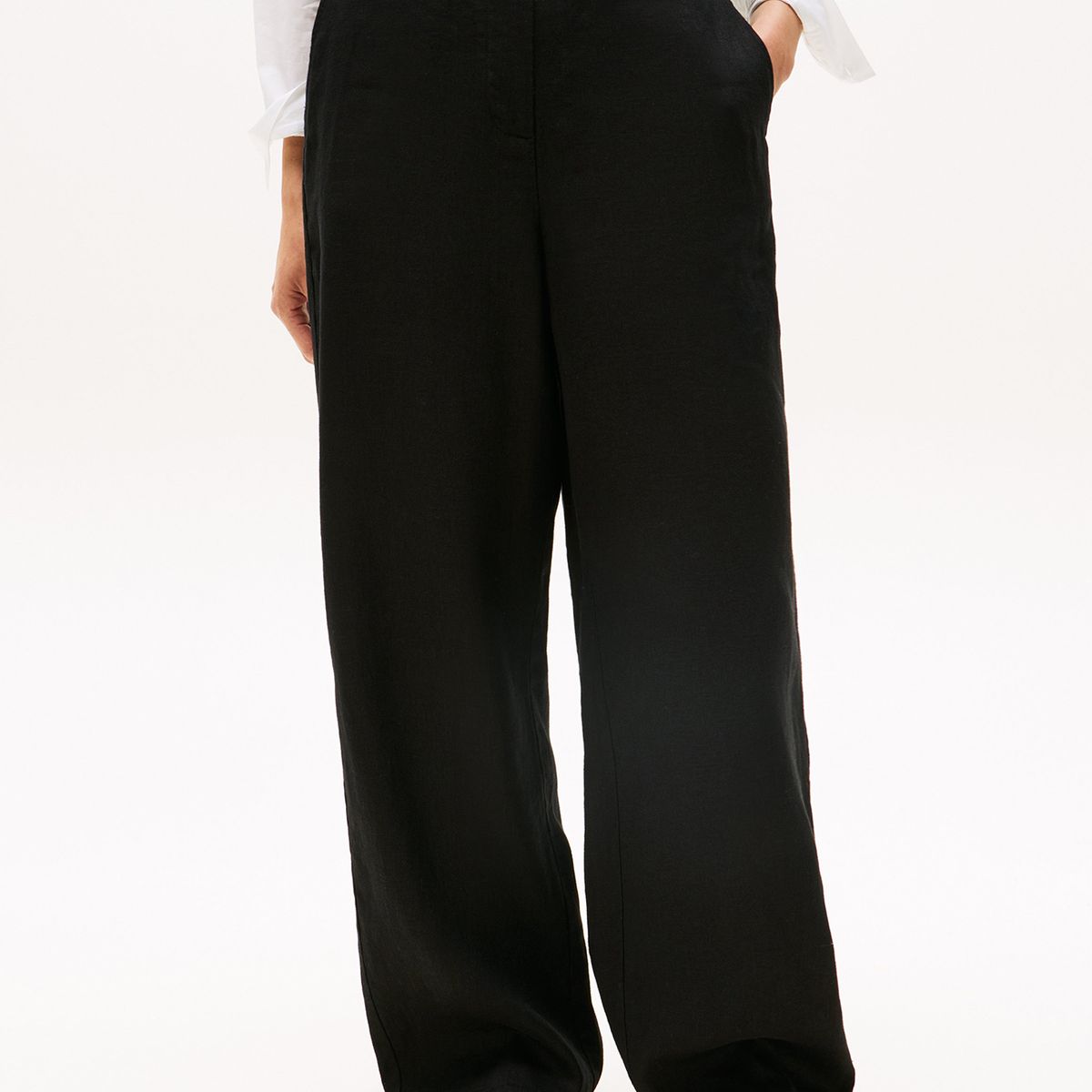 TOMMY HILFIGER - Pantalón Tailored En Mezcla De Lino Negro Tommy Hilfiger