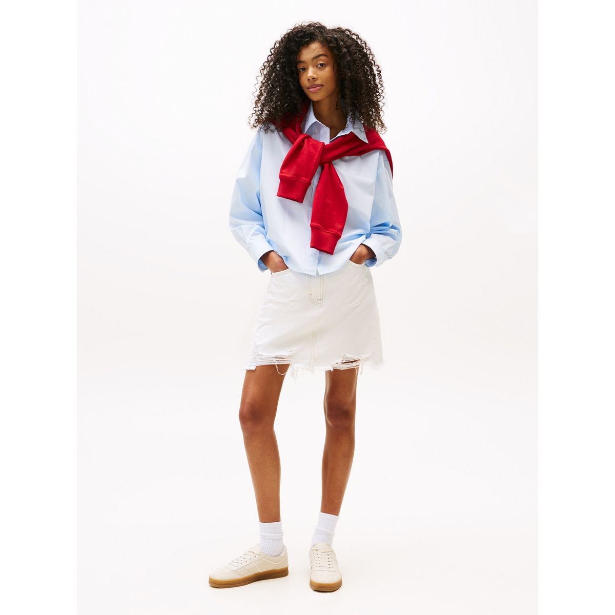 TOMMY HILFIGER - Falda Denim Mom Fit Blanco Tommy Jeans