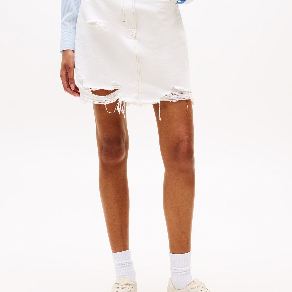 TOMMY HILFIGER - Falda Denim Mom Fit Blanco Tommy Jeans