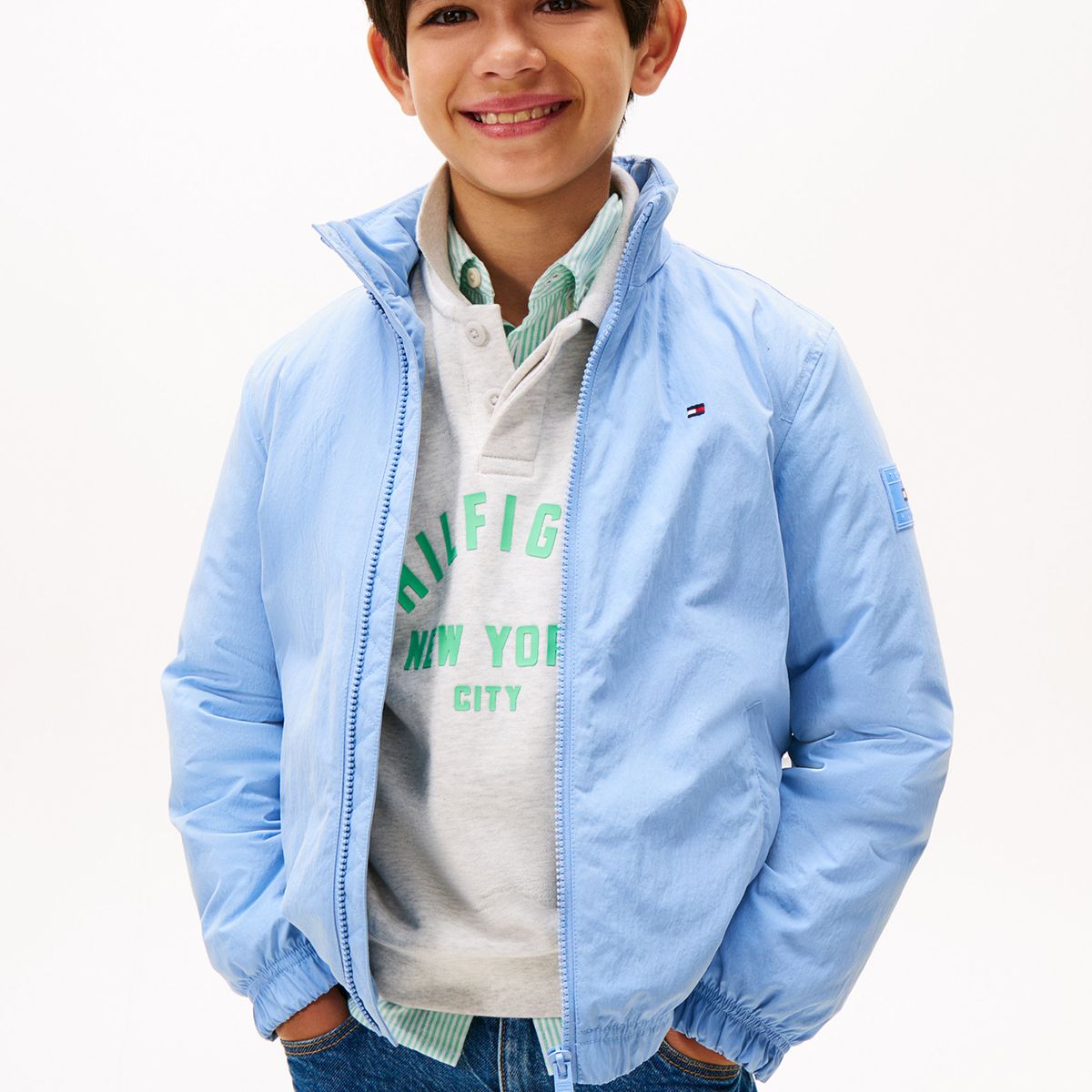 TOMMY HILFIGER - Chaqueta Essential Acolchada Con Logo Celeste Tommy Hilfiger