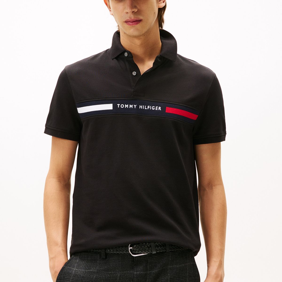 TOMMY HILFIGER - Polo Chest Insert Logo Negro Tommy Hilfiger