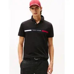 TOMMY HILFIGER - Polo Chest Insert Logo Negro