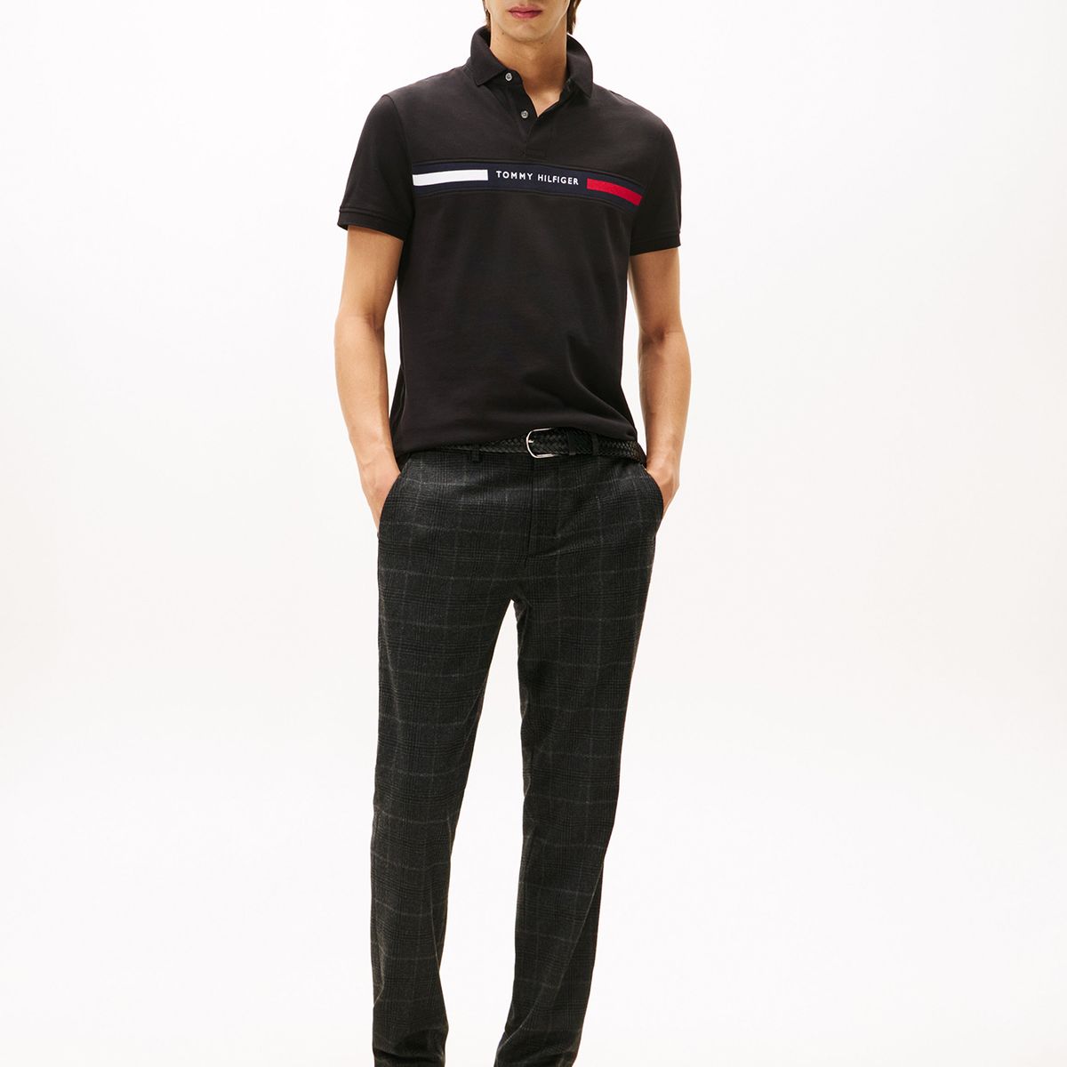 TOMMY HILFIGER - Polo Chest Insert Logo Negro Tommy Hilfiger