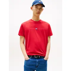 TOMMY HILFIGER - Polera Flag Linear Logo Rojo Tommy Jeans
