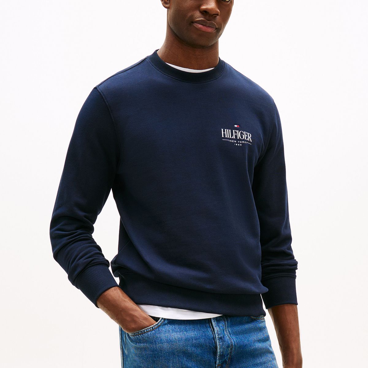 TOMMY HILFIGER - Polerón Stacked Con Logo Azul Tommy Hilfiger