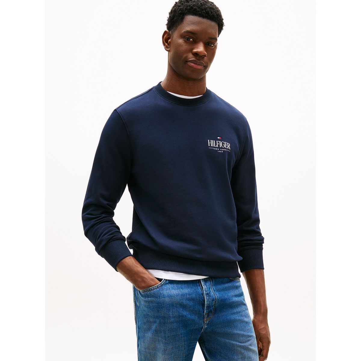 TOMMY HILFIGER - Polerón Stacked Con Logo Azul Tommy Hilfiger