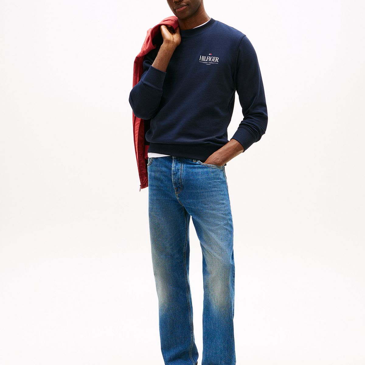 TOMMY HILFIGER - Polerón Stacked Con Logo Azul Tommy Hilfiger