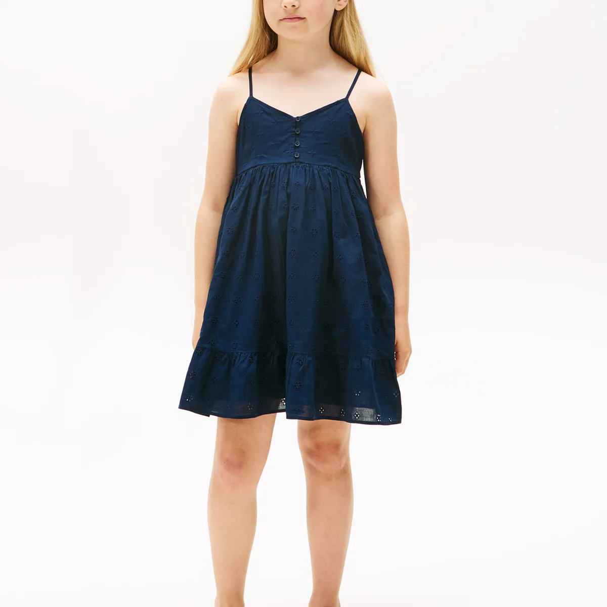TOMMY HILFIGER - Vestido Broderie Solid Azul Tommy Hilfiger
