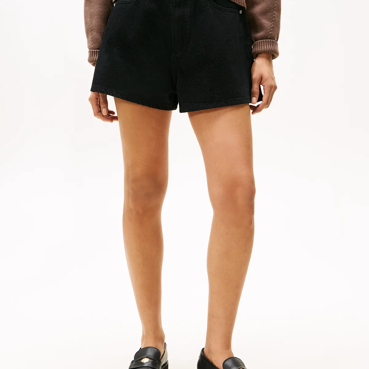 TOMMY HILFIGER - Short Denim Flare Con Logo Negro Tommy Hilfiger