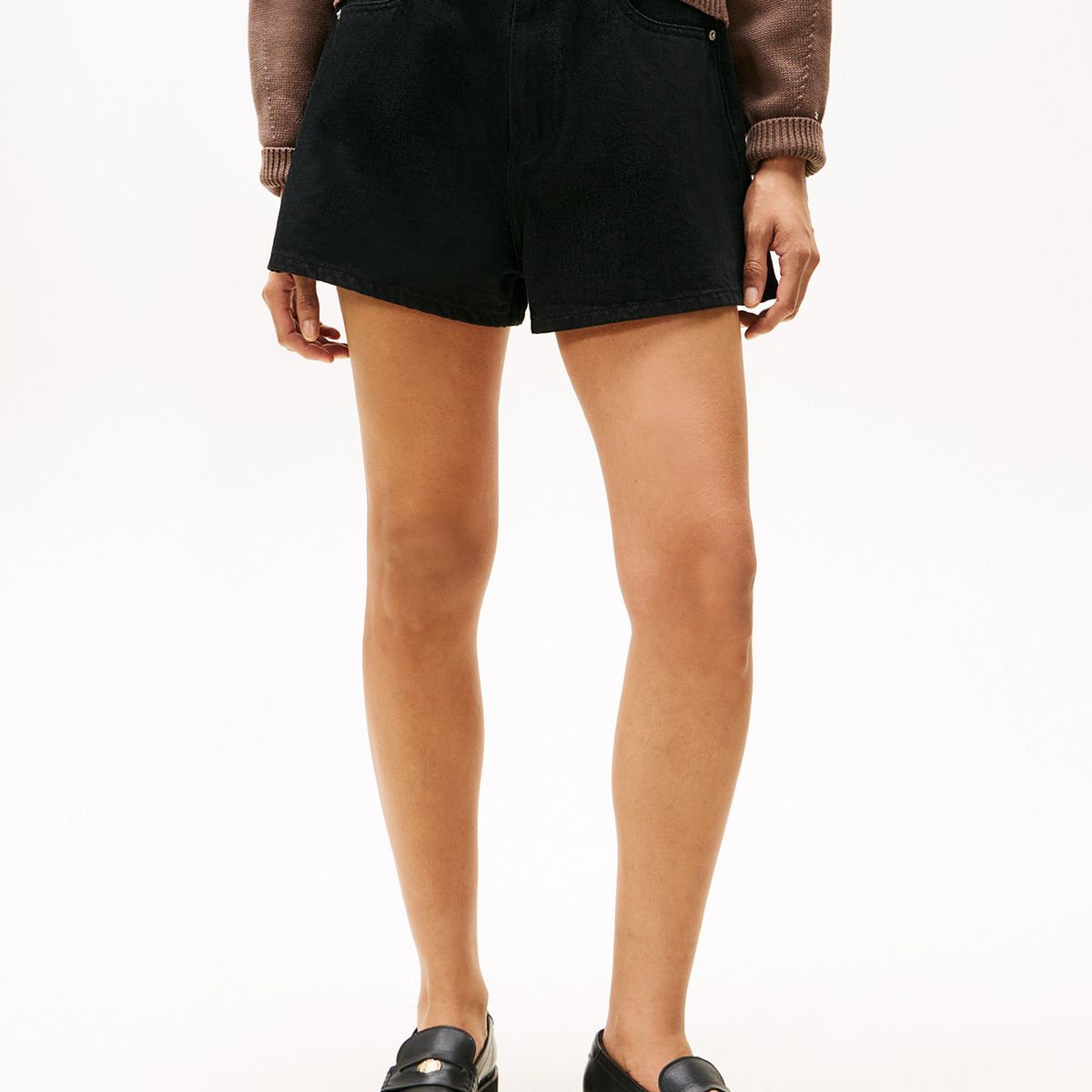 TOMMY HILFIGER - Short Denim Flare Con Logo Negro Tommy Hilfiger