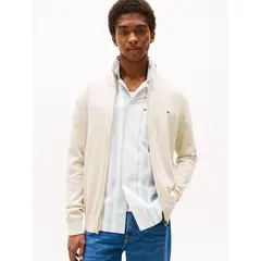 TOMMY HILFIGER - Sweater Essential Cotton Con Cierre Beige