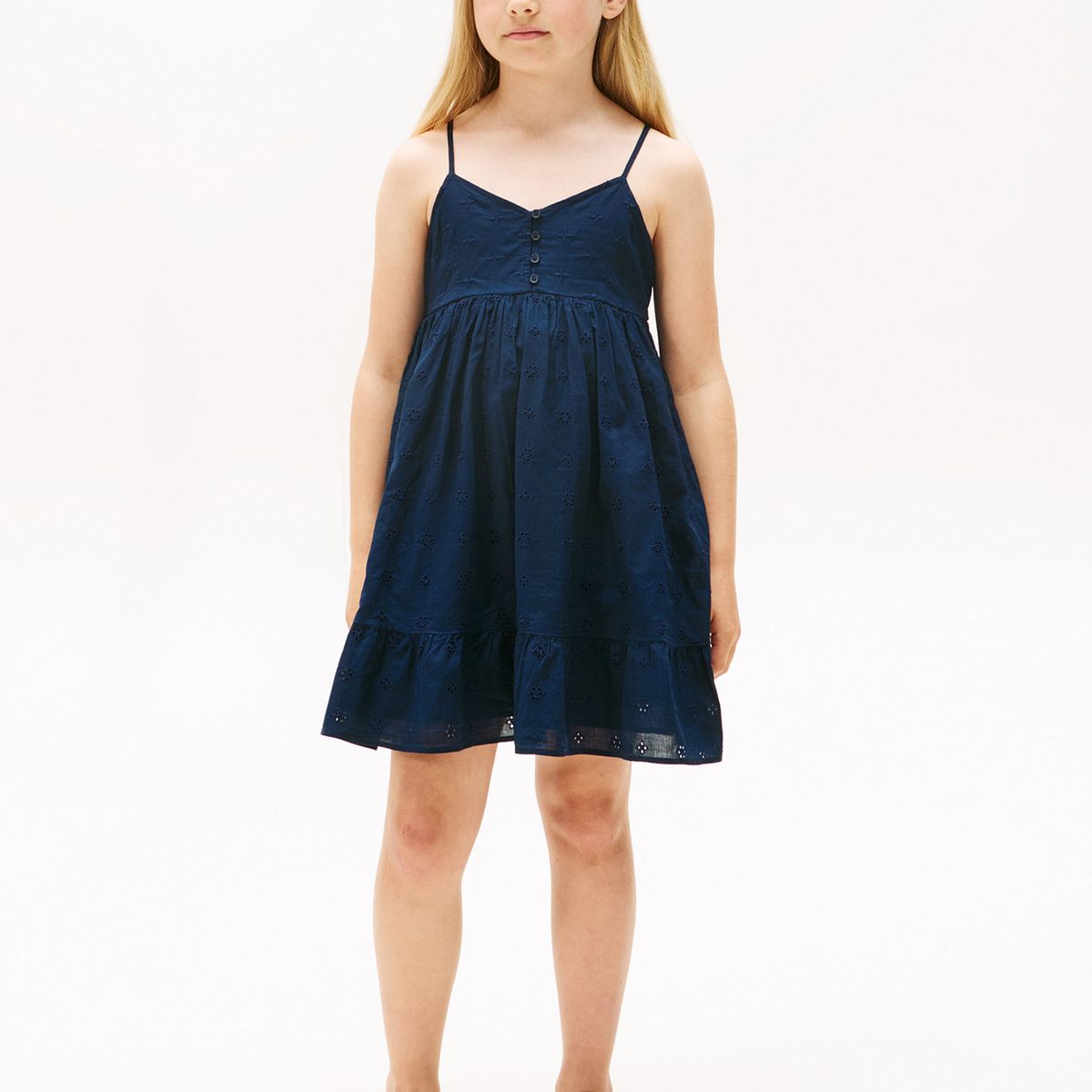 TOMMY HILFIGER - Vestido Broderie Solid Azul Tommy Hilfiger