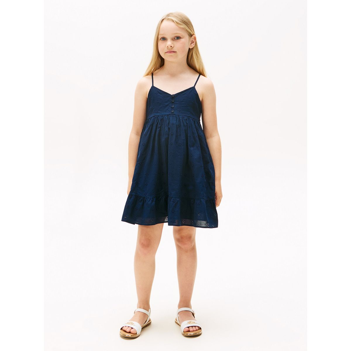 TOMMY HILFIGER - Vestido Broderie Solid Azul Tommy Hilfiger