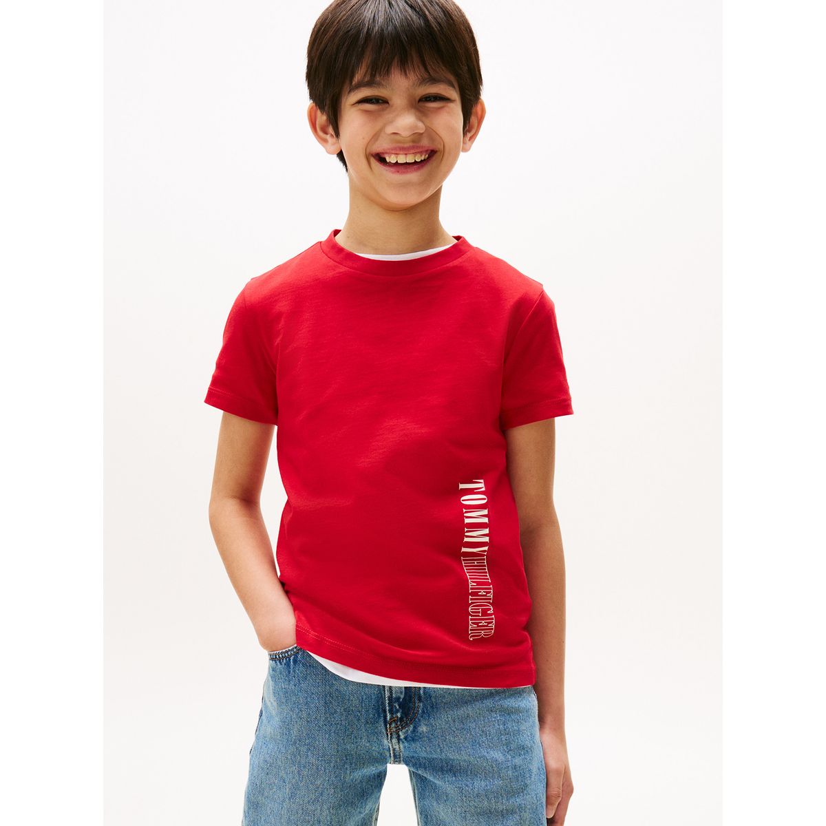 TOMMY HILFIGER - Polera Con Logo Gráfico Rojo Tommy Hilfiger