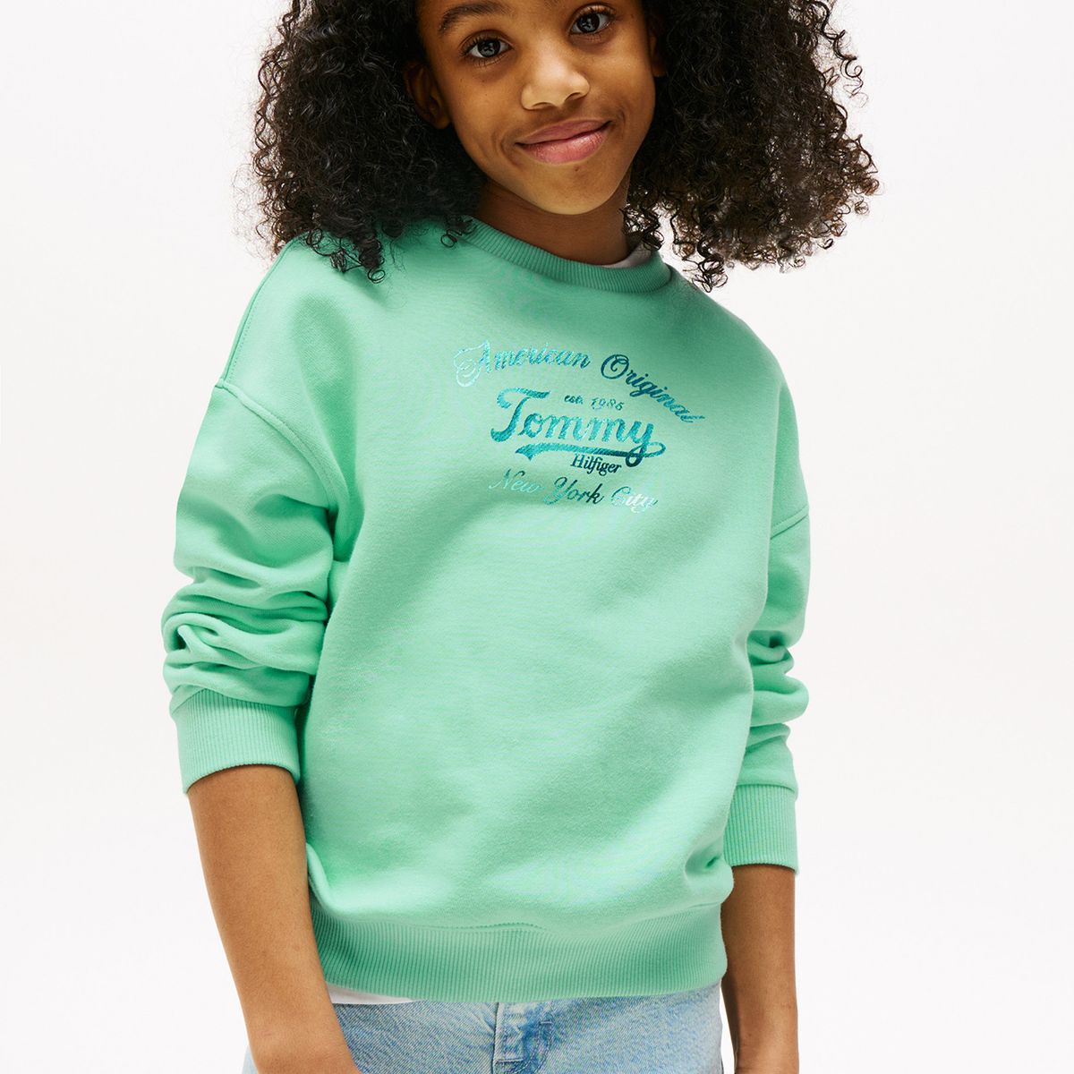 TOMMY HILFIGER - Polerón Con Logo Metalizado Verde Tommy Hilfiger