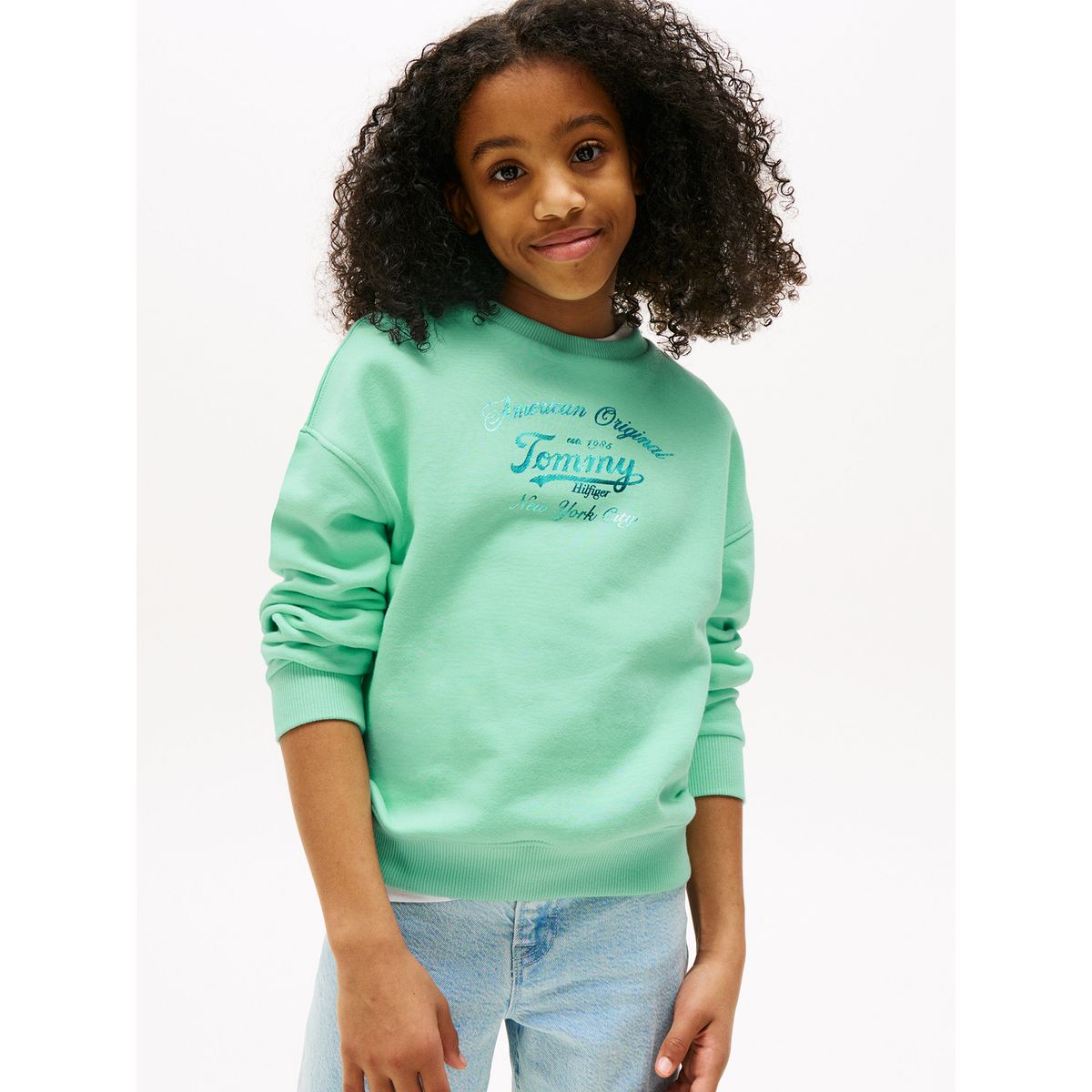 TOMMY HILFIGER - Polerón Con Logo Metalizado Verde Tommy Hilfiger