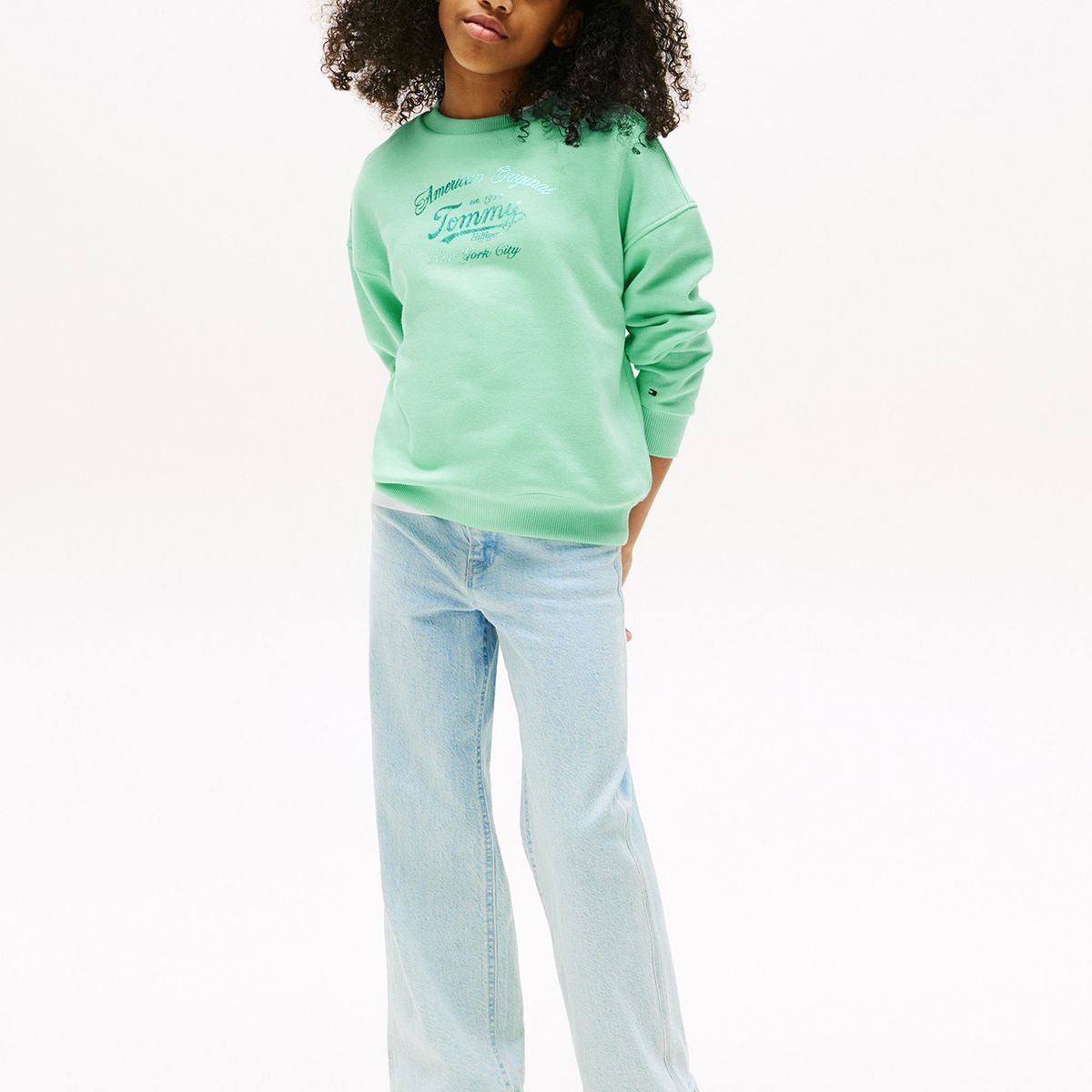 TOMMY HILFIGER - Polerón Con Logo Metalizado Verde Tommy Hilfiger