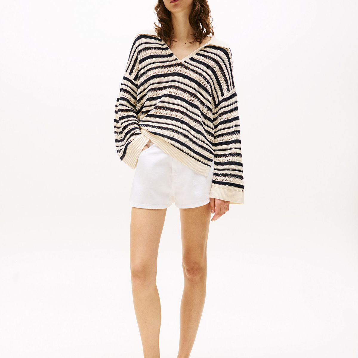 TOMMY HILFIGER - Short Denim De Talle Alto Blanco Tommy Hilfiger