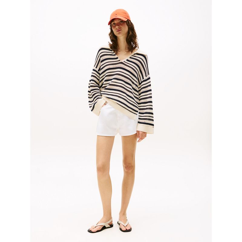 TOMMY HILFIGER - Short Denim De Talle Alto Blanco Tommy Hilfiger