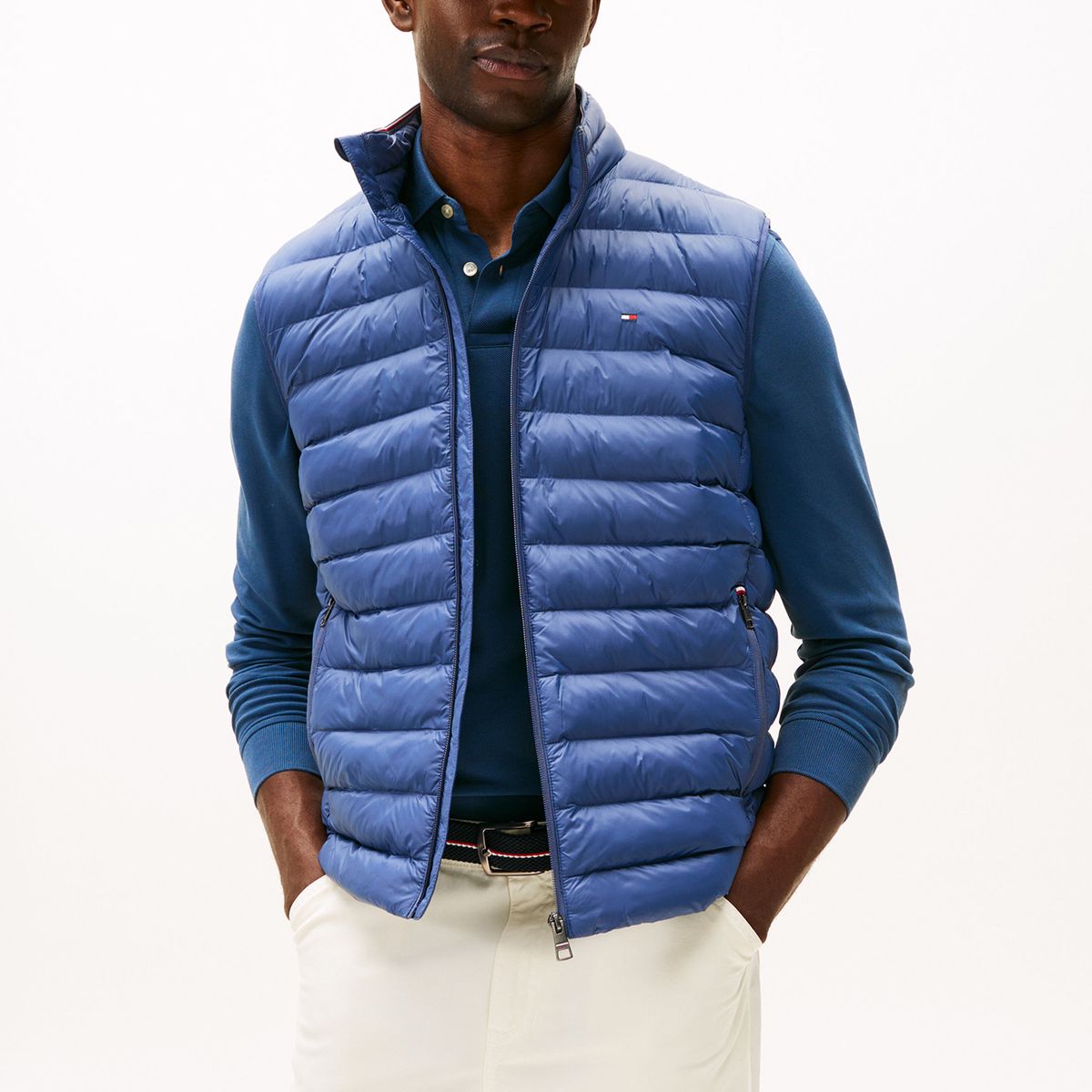 TOMMY HILFIGER - Parka Vest Plegable Repelente Al Agua Azul Tommy Hilfiger