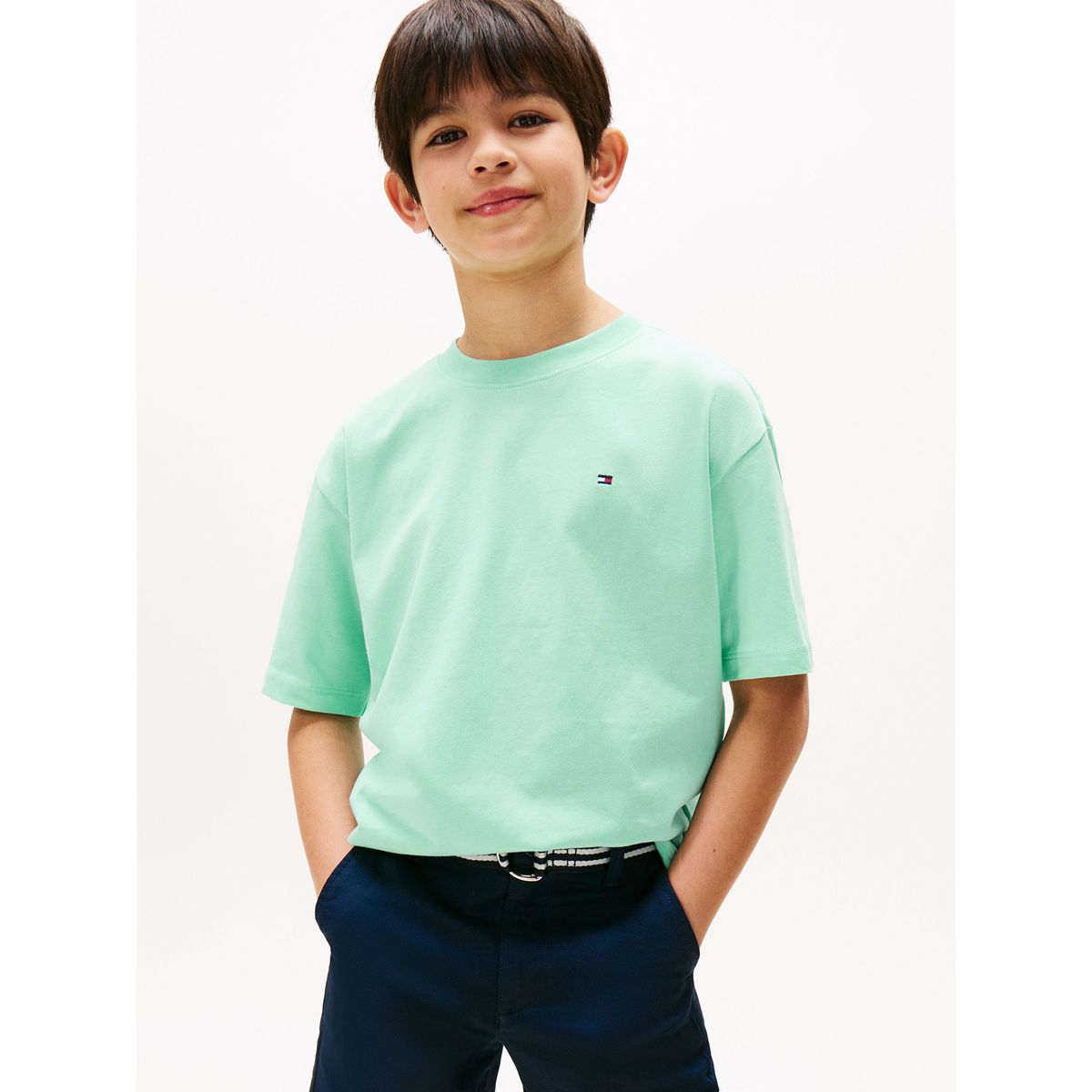 TOMMY HILFIGER - Polera Essential Archive Logo Verde Tommy Hilfiger