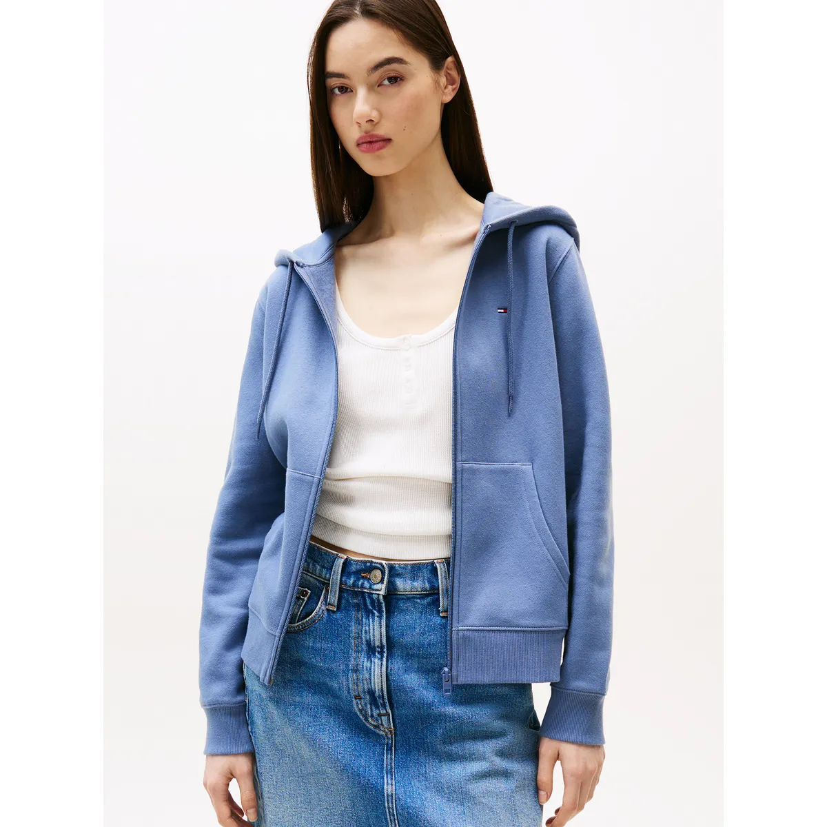 TOMMY HILFIGER - Polerón Hoodie Regular Fit Con Logo Celeste Tommy Jeans