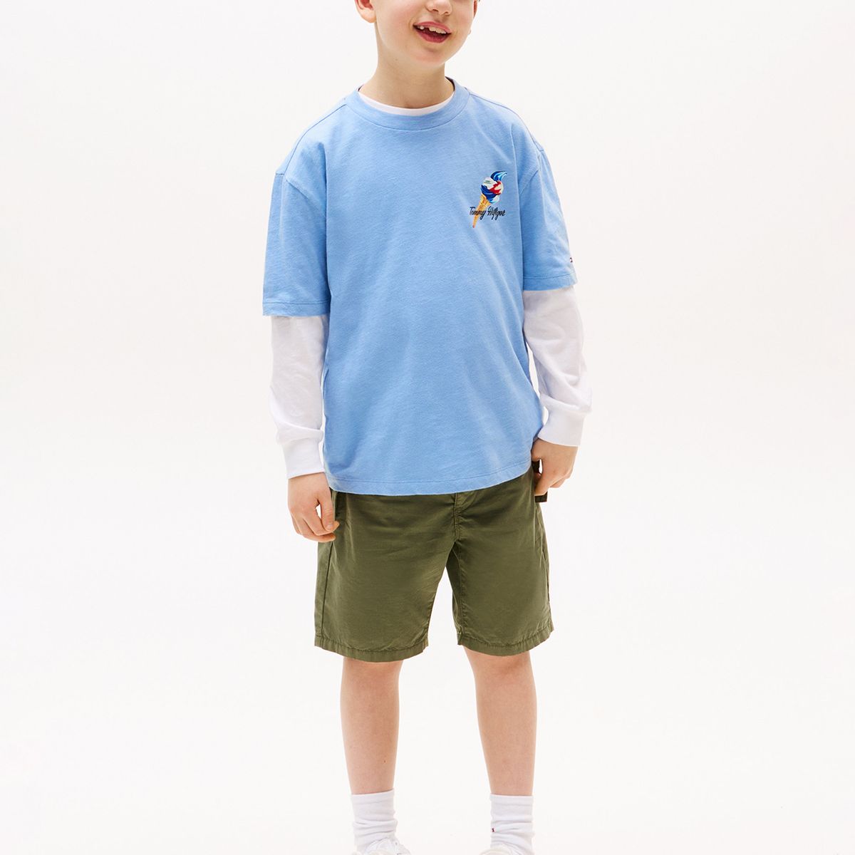 TOMMY HILFIGER - Polera Photo Print Logo Celeste Tommy Hilfiger