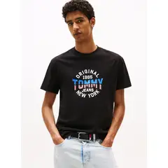 TOMMY HILFIGER - Polera Usa Circle Graphic Logo Negro Tommy Jeans