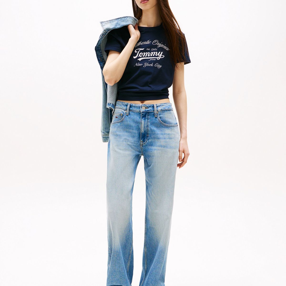 TOMMY HILFIGER - Polera Essential De Corte Regular Azul Tommy Jeans