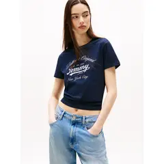 TOMMY HILFIGER - Polera Essential De Corte Regular Azul Tommy Jeans