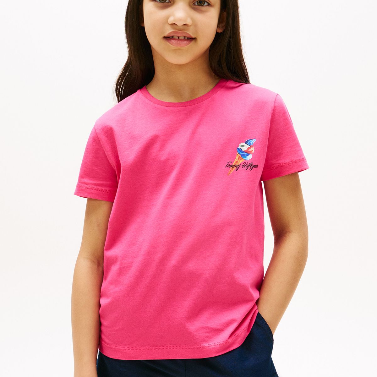 TOMMY HILFIGER - Polera Con Logo Gráfico Rosado Tommy Hilfiger