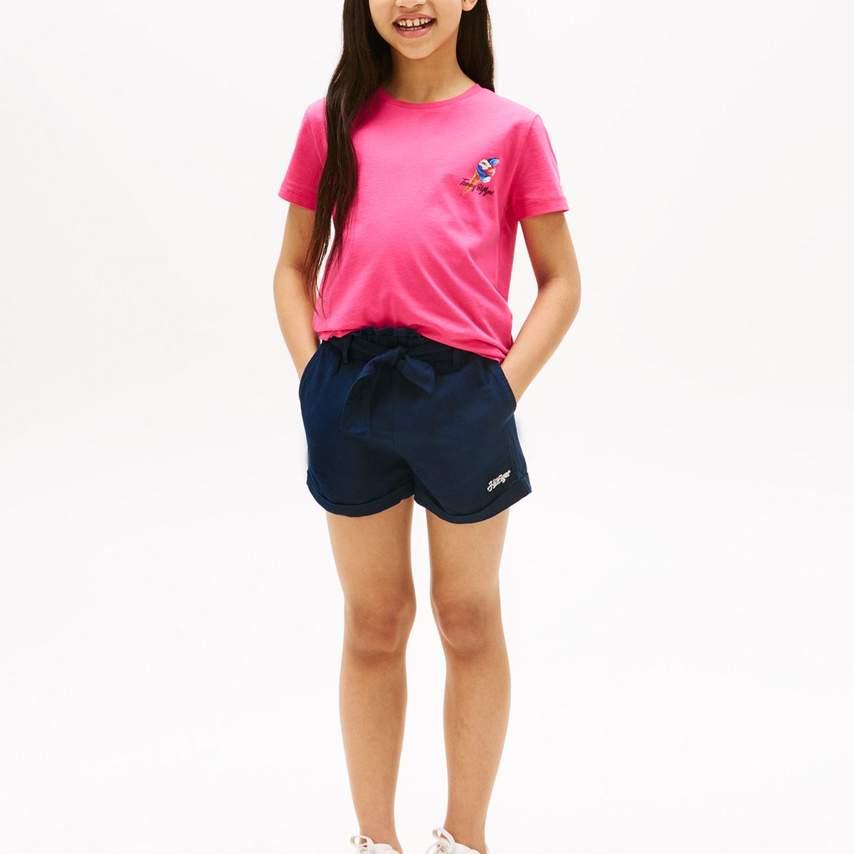 TOMMY HILFIGER - Polera Con Logo Gráfico Rosado Tommy Hilfiger