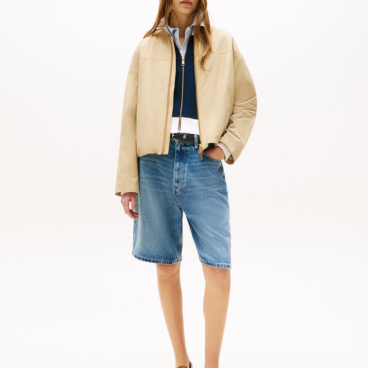 TOMMY HILFIGER - Chaqueta Bomber Solid Con Logo Beige Tommy Hilfiger