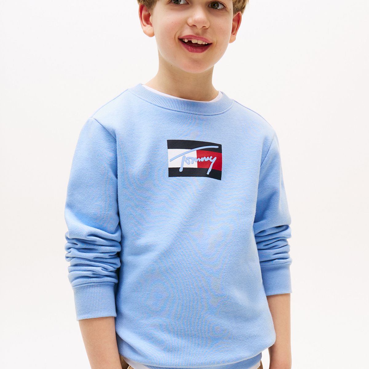 TOMMY HILFIGER - Polerón De Niño Con Logo Signature Celeste Tommy Hilfiger