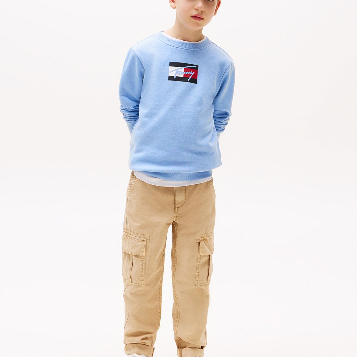 TOMMY HILFIGER - Polerón De Niño Con Logo Signature Celeste Tommy Hilfiger