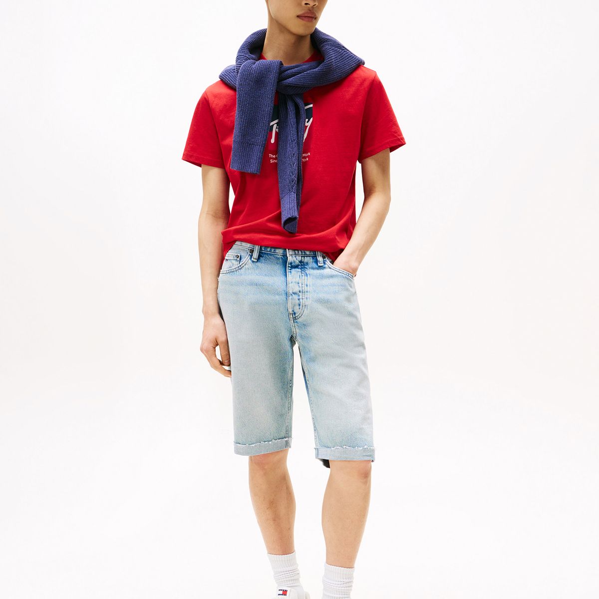 TOMMY HILFIGER - Polera Con Logo Distintivo Rojo Tommy Jeans