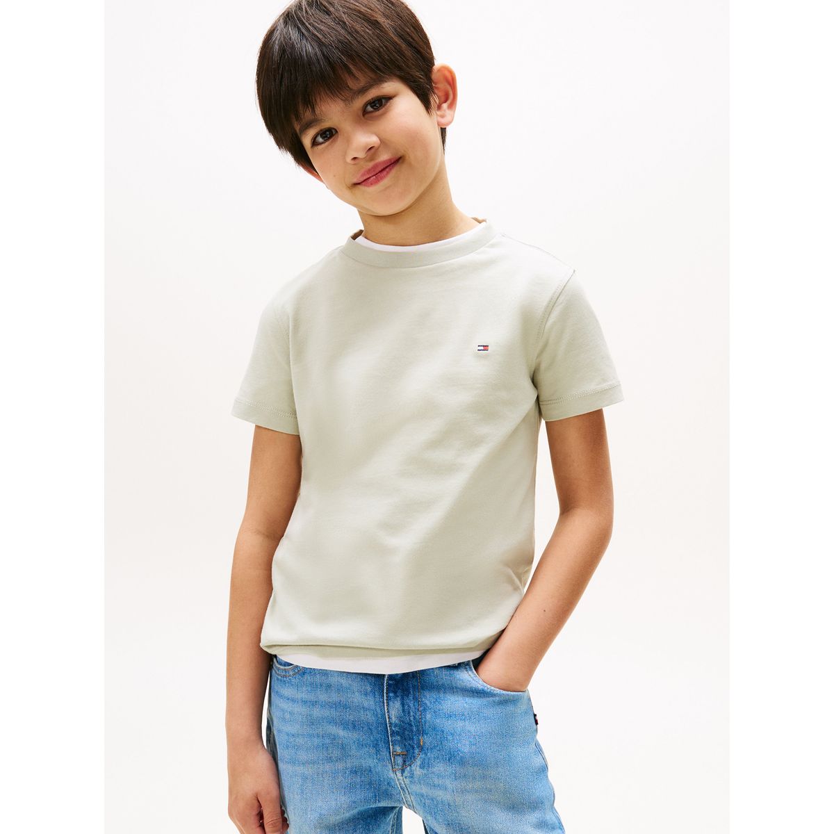 TOMMY HILFIGER - Polera De Niño Essential Cotton Verde Tommy Hilfiger