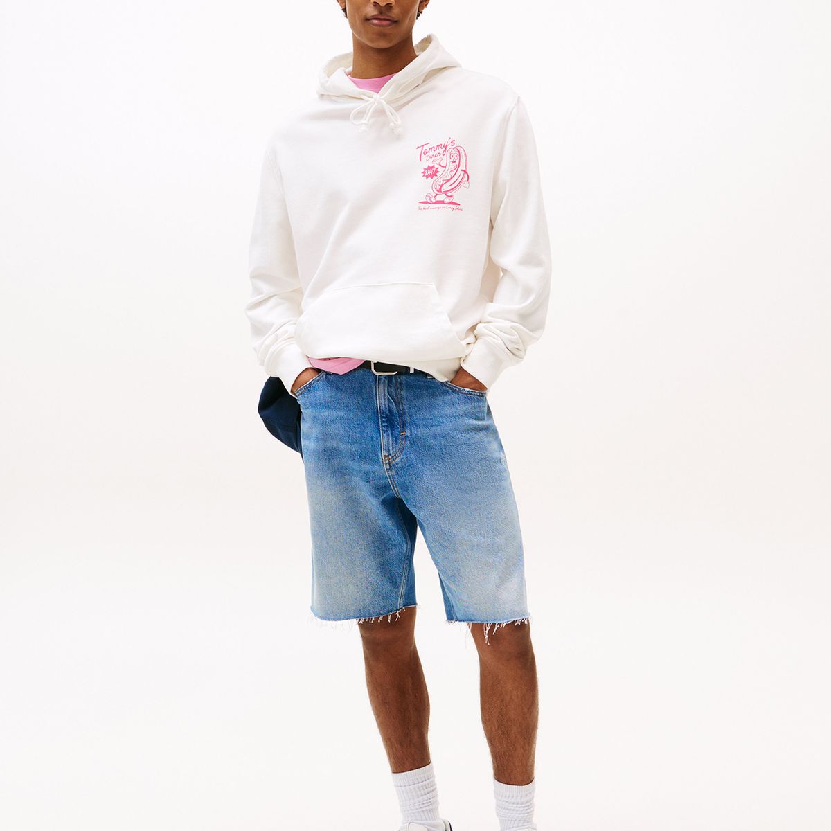 TOMMY HILFIGER - Polerón Hoodie Logo Gráfico Trasero Blanco Tommy Jeans